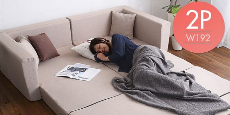 組換が自由できるソファベッド・ラウロ　 ベージュ/2人掛け