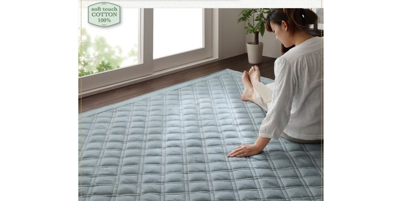 洗えるデニムキルティングラグ/ラグマット ・ニームド